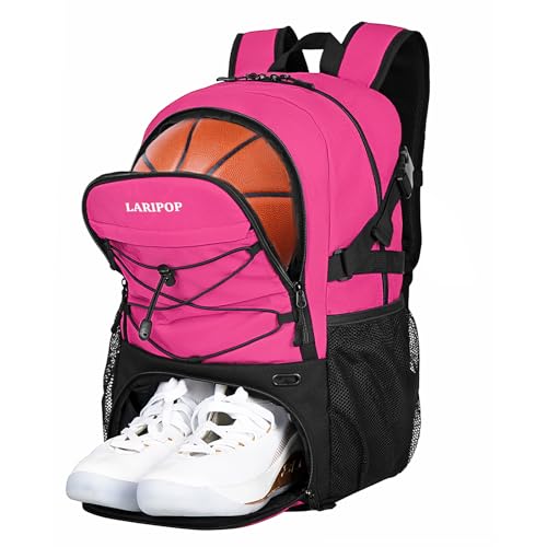LARIPOP Basketball Backpack with Ball Compartment Ventilated Shoe Pocket Fits US Size 15 Water Resistant 30L Sports Bag for Men Women Teen Athletes Practice Travel - Image 1