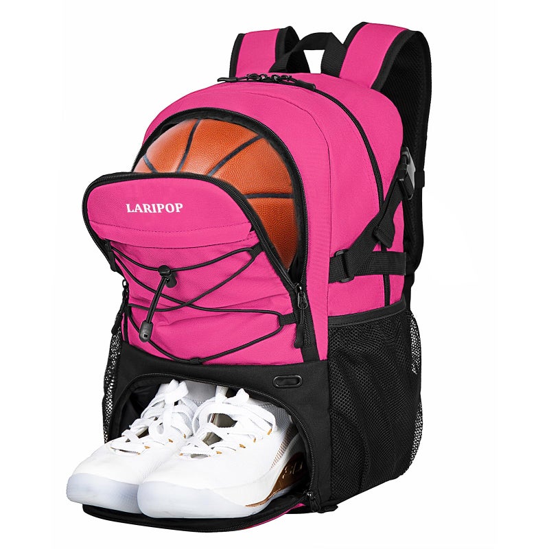 LARIPOP Basketball Backpack with Ball Compartment Ventilated Shoe Pocket Fits US Size 15 Water Resistant 30L Sports Bag for Men Women Teen Athletes Practice Travel - Image 2