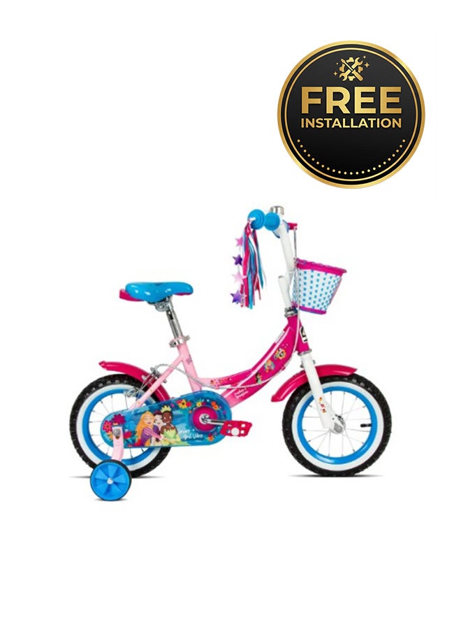 Spartan | 12" Disney Princess Bicycle Ideal First Bike for Girls | Removable Training Wheels | Adjustable Seat & Handlebar | Rear Mudguard | Official Disney Princess Graphics | SP-3198 | Ages 2 to 4 - Image 1