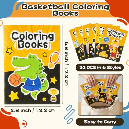 JAPBOR Basketball Coloring Books for Kids 24PCS Mini Basketball Theme Color Book Bulk Party Favor Animal Sport Small Colouring Pages for Birthday Gifts Class Drawing Painting Game Goodie Bag Filler - Image 5