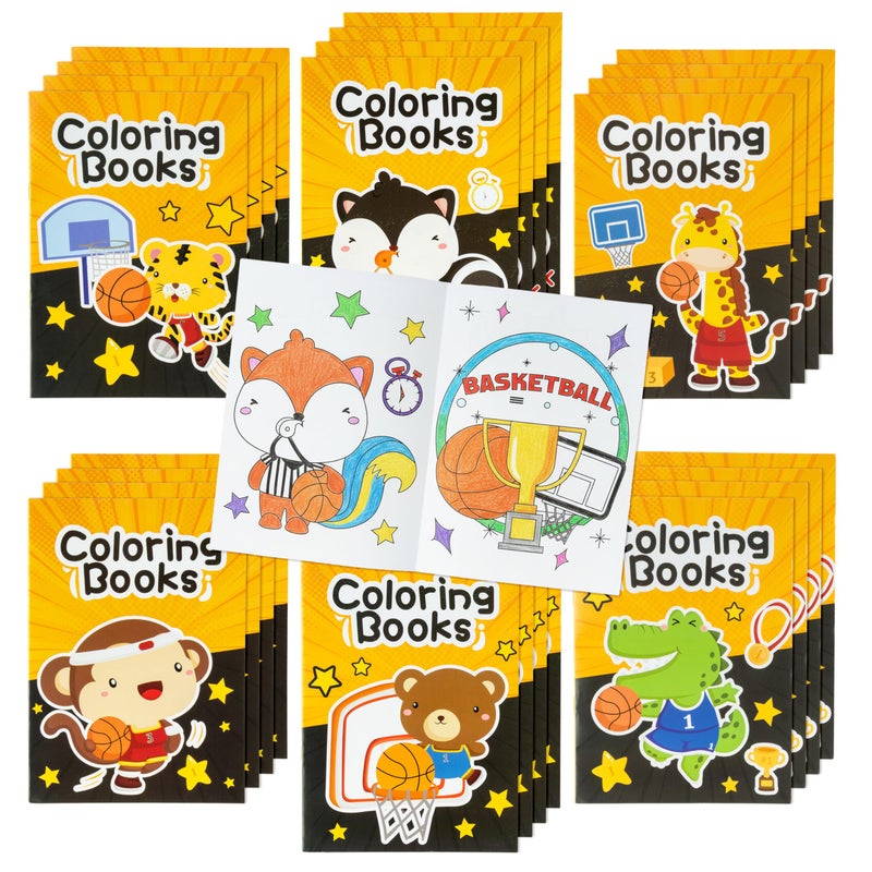 JAPBOR Basketball Coloring Books for Kids 24PCS Mini Basketball Theme Color Book Bulk Party Favor Animal Sport Small Colouring Pages for Birthday Gifts Class Drawing Painting Game Goodie Bag Filler - Image 3