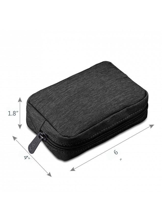 E-Tree E-Tree 7 inch Canvas Zippered Small Bag, Mini Travel Makeup Carrying Case, Cosmetic Bag, Portable Electronics Accessories Organizer, Tiny Coin Purse Wallet, Little Pouch for Little Items, Black  - Image 2