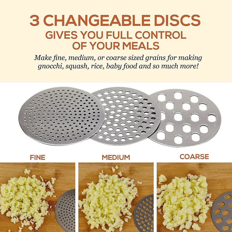 TASKHOUSE Stainless Steel Large Potato Ricer Potato Masher Stronger with Longer Leverage Handles 3 Changeable Discs Kitchen Toolfor Mashed Potatoes for Fruits Vegetables Baby Food etc - Image 4