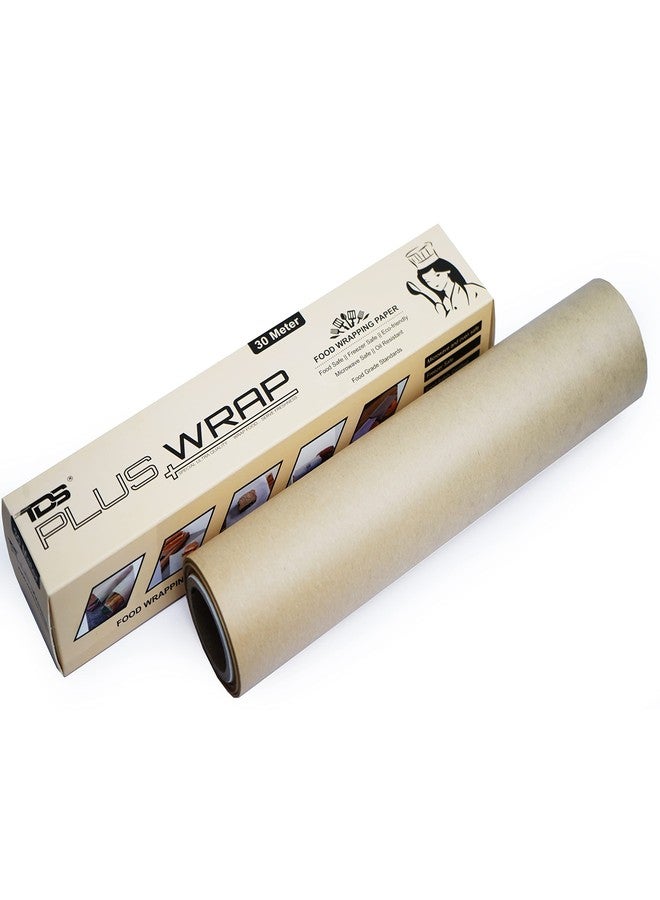 TDS PLUS WRAP Brown Cooking & Baking Paper 11.5'' X 30 Mtrs (Unbleached & Chlorine Free) Baking Paper with Slide Cutter, Heavy Duty & Non-Stick, Brown Parchment Paper for Cooking, Air Fryer. - Image 1