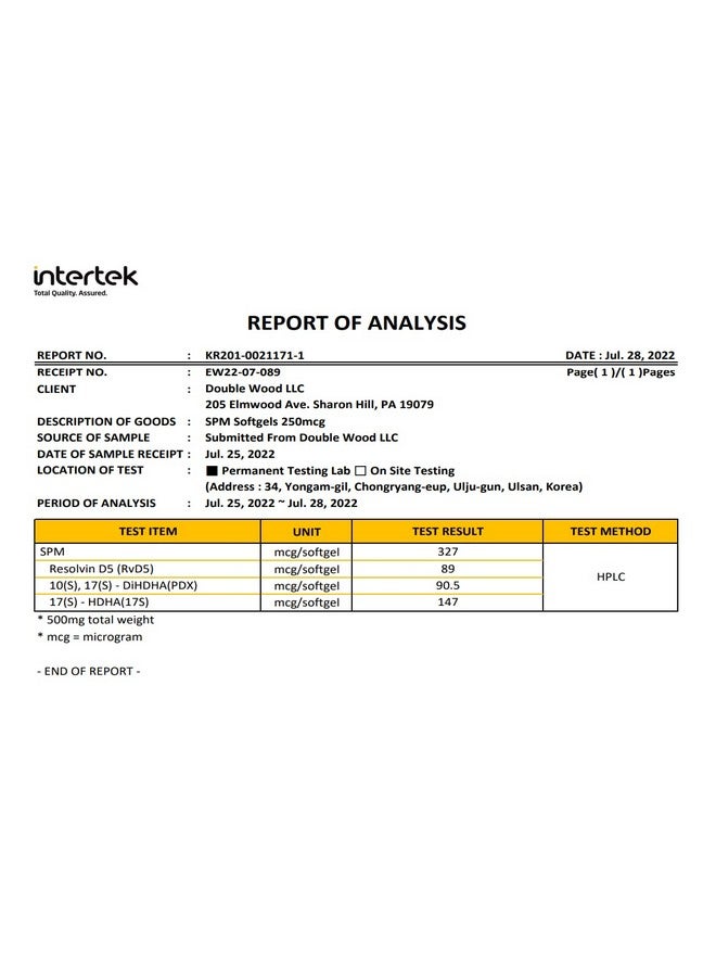 Spm Max Specialized Proresolving Mediators 120 Softgels 500Mg Only Product Standardized And Third Party Tested To Contain Active Spms Check The Supplement Fact Panel By Double Wood