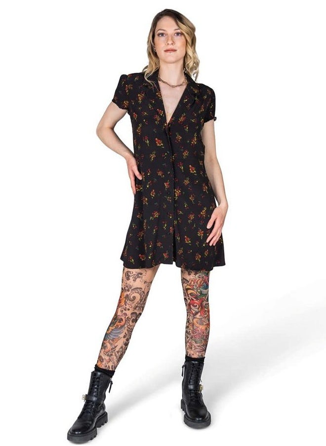 WILD ROSE - Ladies BLACK SALVATION Tattoo Leggings, Tan, X-Small - Image 1