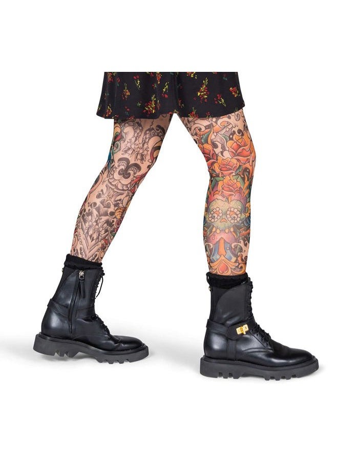WILD ROSE - Ladies BLACK SALVATION Tattoo Leggings, Tan, X-Small - Image 1