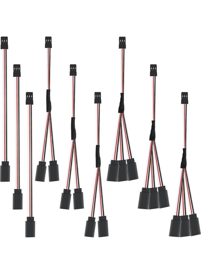 Jst Connector 9 PCS Y Connector 3 Pin Plug Splitters Servo Extension Male to Female Rc Servo Extension Cord Wire Cable Compatible with Jst Rc Jr Futaba Rc Car or Airplanes Mixed Style - Image 1