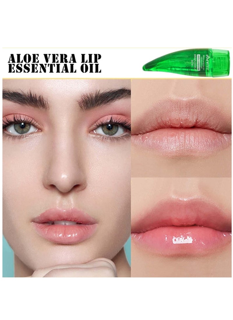 JULIA POP - 2 Pieces Natural Lip Maximizer Plumper Set Aloe Lip Moisturizers and Turmeric Lip Plumping Coffret Day& Night Ginger Aloe Vera Lip Care Serum Oil Enhancer Treatment Reduce Fine Lines for Women - Image 1