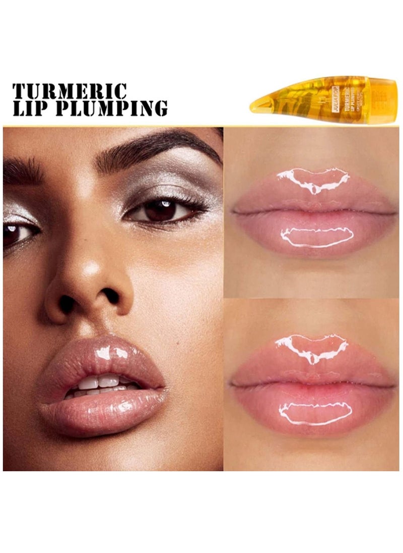 JULIA POP - 2 Pieces Natural Lip Maximizer Plumper Set Aloe Lip Moisturizers and Turmeric Lip Plumping Coffret Day& Night Ginger Aloe Vera Lip Care Serum Oil Enhancer Treatment Reduce Fine Lines for Women - Image 1