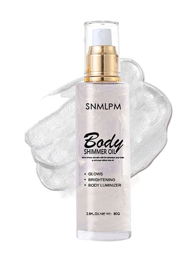 SNMLPM Shimmer Body Oil Pearl White Bronze Face Brighten Glow Highlighter Illuminator Body Makeup Shine Glitter Gold Liquid Taning  - Image 1