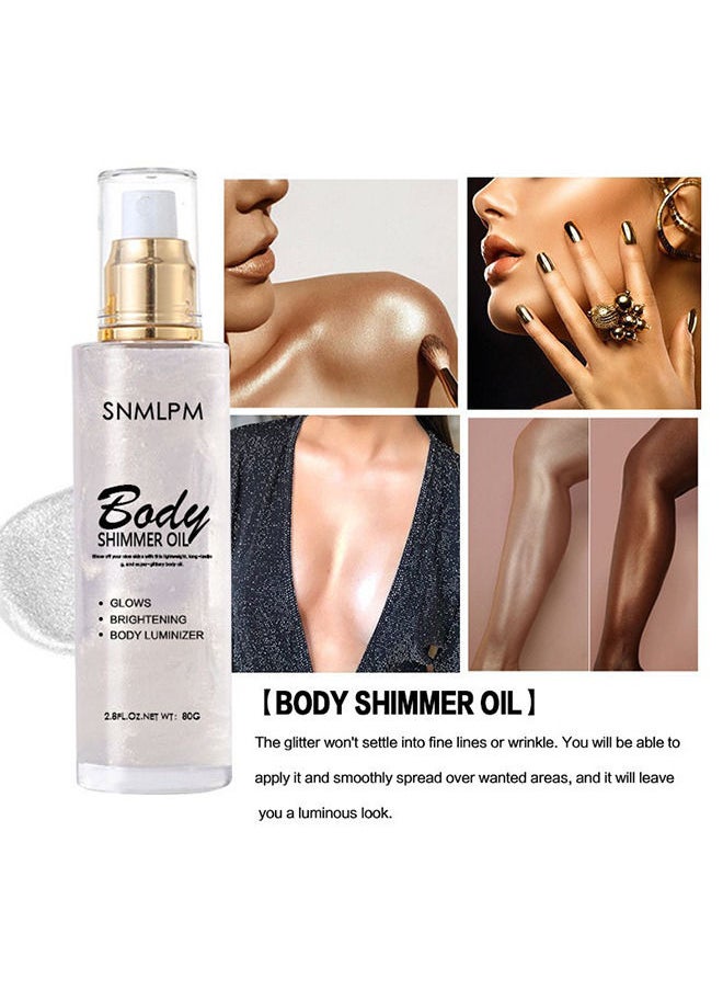SNMLPM Shimmer Body Oil Pearl White Bronze Face Brighten Glow Highlighter Illuminator Body Makeup Shine Glitter Gold Liquid Taning  - Image 3