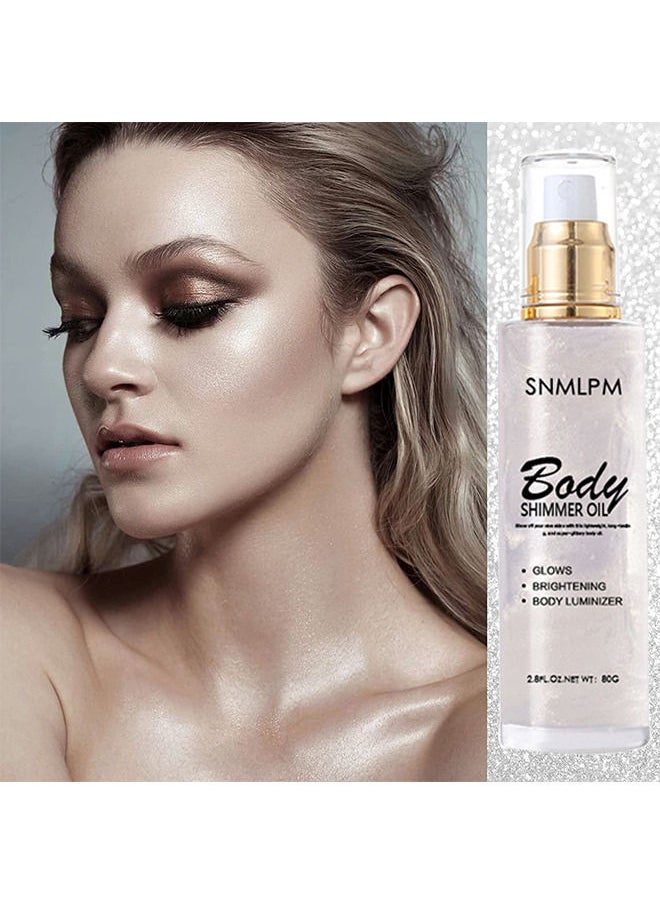 SNMLPM Shimmer Body Oil Pearl White Bronze Face Brighten Glow Highlighter Illuminator Body Makeup Shine Glitter Gold Liquid Taning  - Image 2