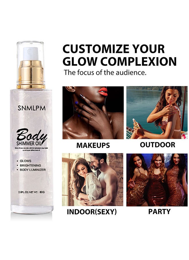 SNMLPM Shimmer Body Oil Pearl White Bronze Face Brighten Glow Highlighter Illuminator Body Makeup Shine Glitter Gold Liquid Taning  - Image 4