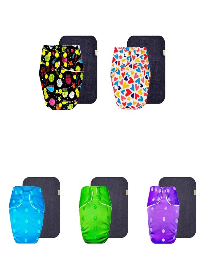 حفاضات قماشية فاخرة من دمبلدو مع حشوة رمادية (عبوة من 5) | شعور بالجفاف والراحة | وسادة ماصة من 6 طبقات | سريعة الجفاف | مثالية للأطفال الصغار | من 3 أشهر إلى 3 سنوات | للجنسين - Image 1