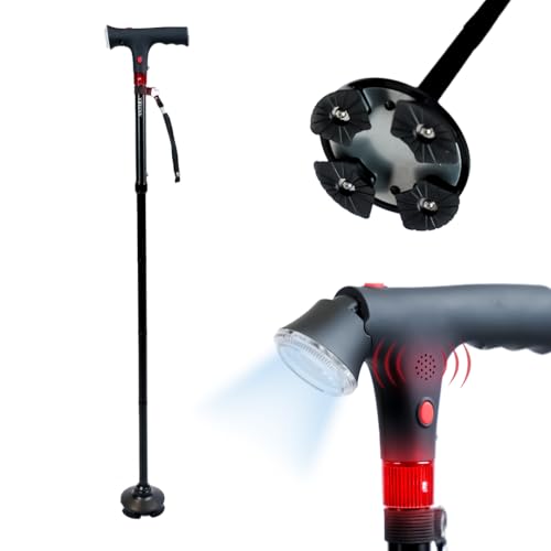 AGEasy Antara AGEasy Walking Stick with SOS Alarm Button for Men & Women | Walking Cane for Old People | Walk Stick with Adjustable Height | Support Stick (Foldable Walking Stick with SOS Alarm) - Image 1