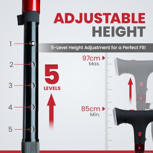 AGEasy Antara AGEasy Walking Stick with SOS Alarm Button for Men & Women | Walking Cane for Old People | Walk Stick with Adjustable Height | Support Stick (Foldable Walking Stick with SOS Alarm) - Image 5
