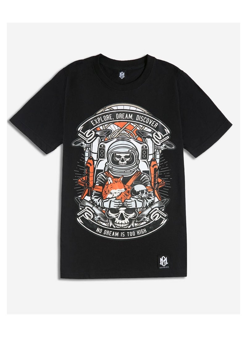 MAGNUM OPUS Graphic Skull Print Crew Neck T-shirt - Image 3