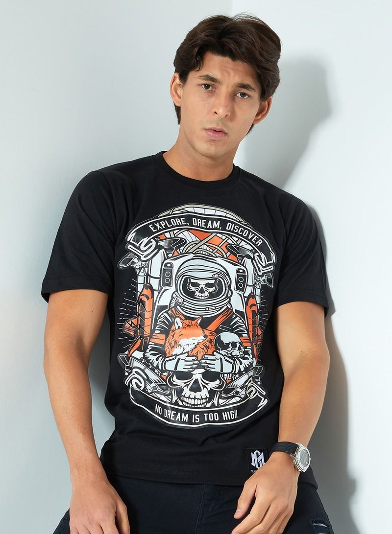 MAGNUM OPUS Graphic Skull Print Crew Neck T-shirt - Image 1