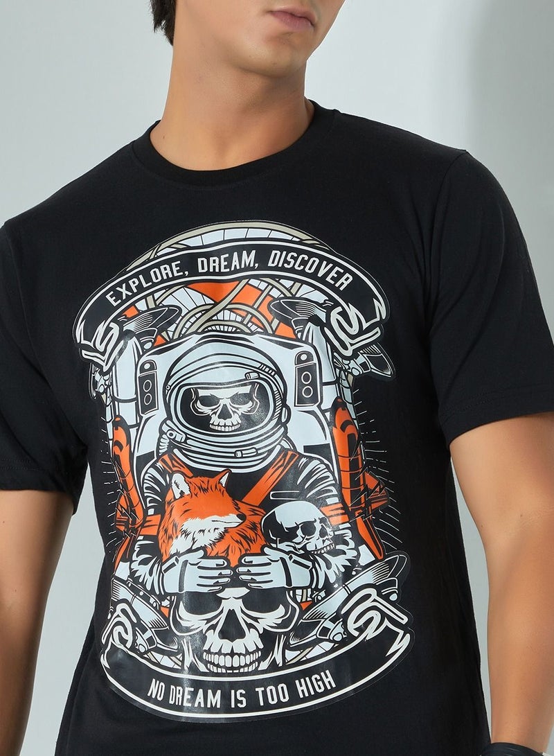 MAGNUM OPUS Graphic Skull Print Crew Neck T-shirt - Image 2