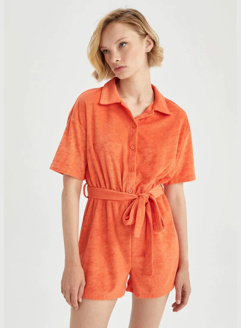 ديفاكتو Woman Regular Fit Pyjamas Neck Short Sleeve Homewear Jump Suit