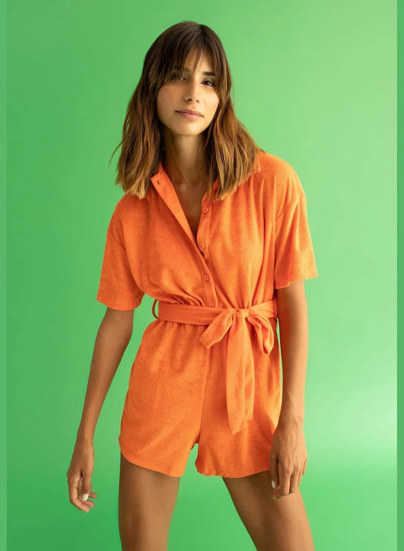 ديفاكتو Woman Regular Fit Pyjamas Neck Short Sleeve Homewear Jump Suit