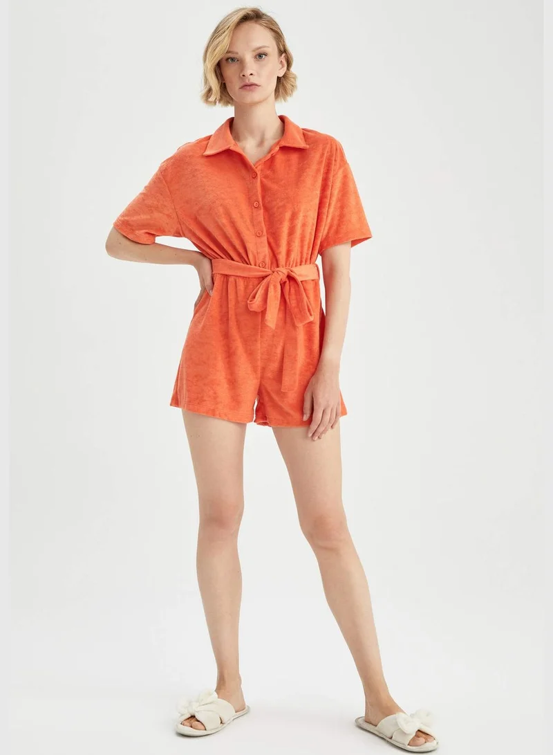 ديفاكتو Woman Regular Fit Pyjamas Neck Short Sleeve Homewear Jump Suit