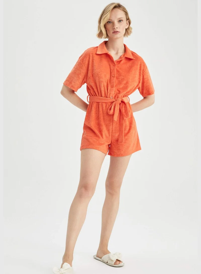 ديفاكتو Woman Regular Fit Pyjamas Neck Short Sleeve Homewear Jump Suit