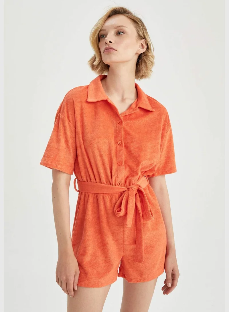 ديفاكتو Woman Regular Fit Pyjamas Neck Short Sleeve Homewear Jump Suit