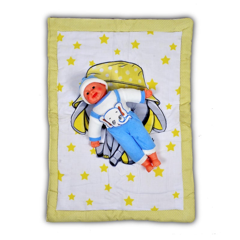 SmallBerry™ Newborn Baby Pom Pom Cotton Baby Bed | Godari | Cradle Bed | Crib Sheet | Changing Mat Baby Godadi | Godari | Bedding Set | Mattress_Elephant - Image 2