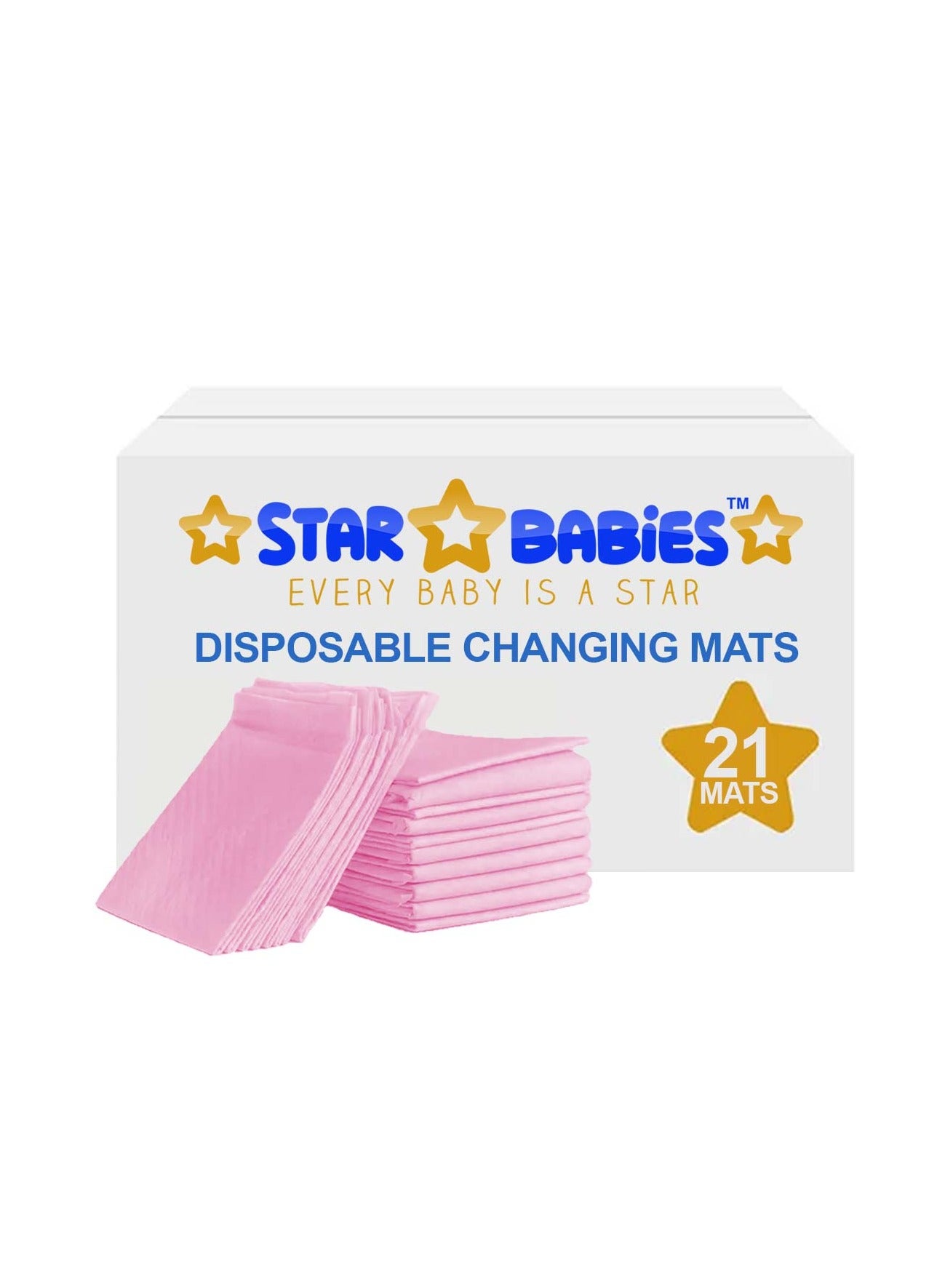 Star Babies Disposable Changing mat Large (45 x 60cm) Pack of 21 - Pink