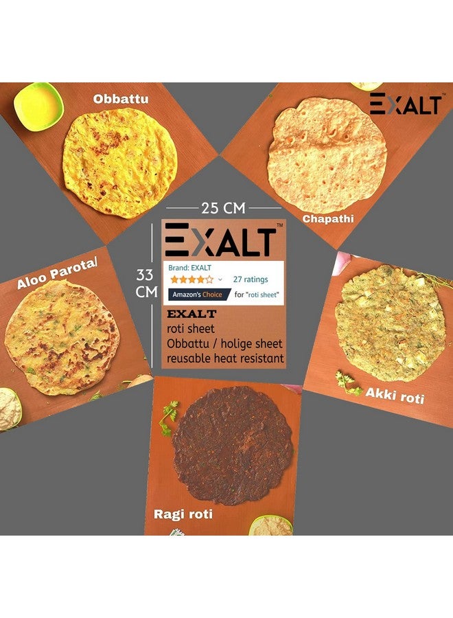 EXALT Silicone Baking Mat Roti Making Sheet Obbattu Sheet Holige Sheet Reusable Heat Resistant Baking Mat Chappathi Puran Poli Rolling Mat - Pack of 2 - Image 2