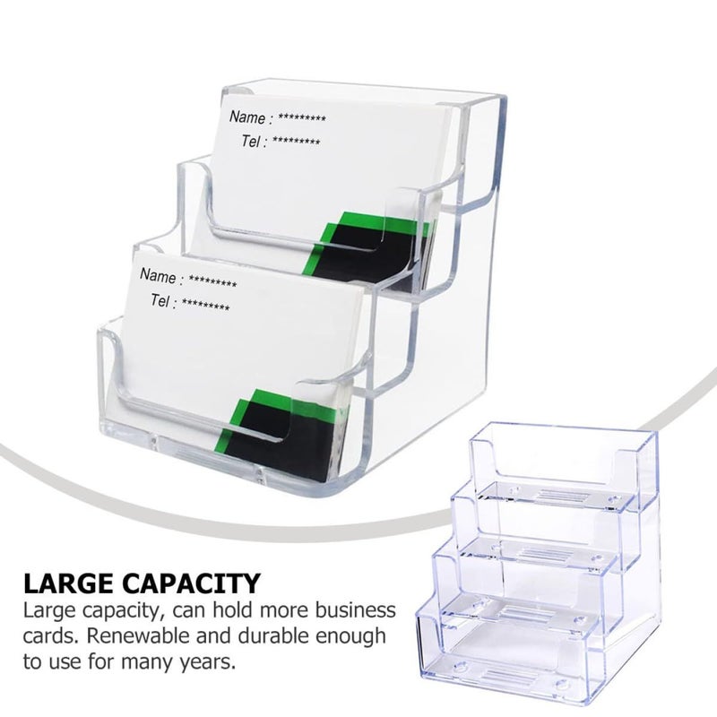 4 Compartment Business Card Holder Display Stand Desktop Name Cards Organizer For Office Reception Desk Storage Acrylic Clear - Image 4