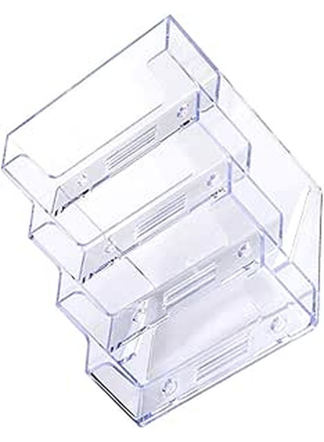 4 Compartment Business Card Holder Display Stand Desktop Name Cards Organizer For Office Reception Desk Storage Acrylic Clear - Image 1