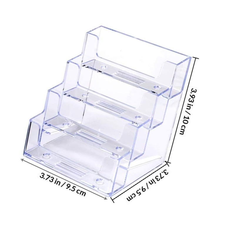 4 Compartment Business Card Holder Display Stand Desktop Name Cards Organizer For Office Reception Desk Storage Acrylic Clear - Image 3