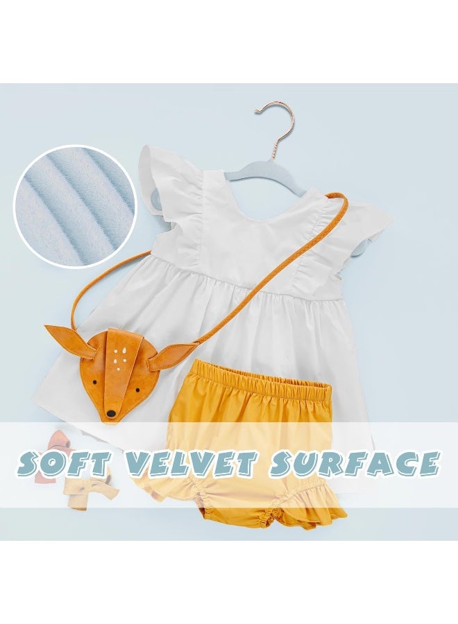ManGotree ManGotree 15 Pack Blue Baby Velvet Hangers with Rose Gold Hook, Infant and Toddler Hangers, 27.8cm No-Slip Children Hangers, Ultra Thin Space Saving, Sturdy Kids Clothes Hangers  - Image 4