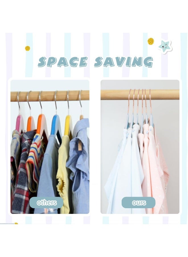 ManGotree ManGotree 15 Pack Blue Baby Velvet Hangers with Rose Gold Hook, Infant and Toddler Hangers, 27.8cm No-Slip Children Hangers, Ultra Thin Space Saving, Sturdy Kids Clothes Hangers  - Image 5