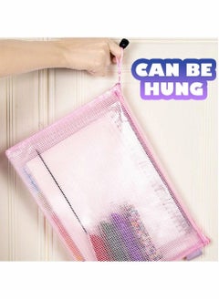 Y&D Mesh Zipper Pouch Document Bag, Letter Size/A4 Size Zip File Folders, Waterproof Plastic Envelopes for School Office Supplies, Travel Storage Bags, Pockets, 5 Colors  - Image 5