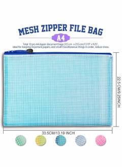 Y&D Mesh Zipper Pouch Document Bag, Letter Size/A4 Size Zip File Folders, Waterproof Plastic Envelopes for School Office Supplies, Travel Storage Bags, Pockets, 5 Colors  - Image 2
