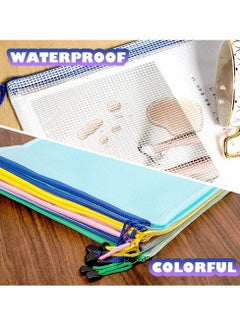Y&D Mesh Zipper Pouch Document Bag, Letter Size/A4 Size Zip File Folders, Waterproof Plastic Envelopes for School Office Supplies, Travel Storage Bags, Pockets, 5 Colors  - Image 4