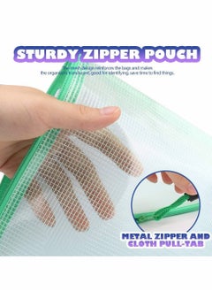 Y&D Mesh Zipper Pouch Document Bag, Letter Size/A4 Size Zip File Folders, Waterproof Plastic Envelopes for School Office Supplies, Travel Storage Bags, Pockets, 5 Colors  - Image 3