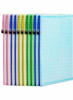 Y&D Mesh Zipper Pouch Document Bag, Letter Size/A4 Size Zip File Folders, Waterproof Plastic Envelopes for School Office Supplies, Travel Storage Bags, Pockets, 5 Colors  - Image 1