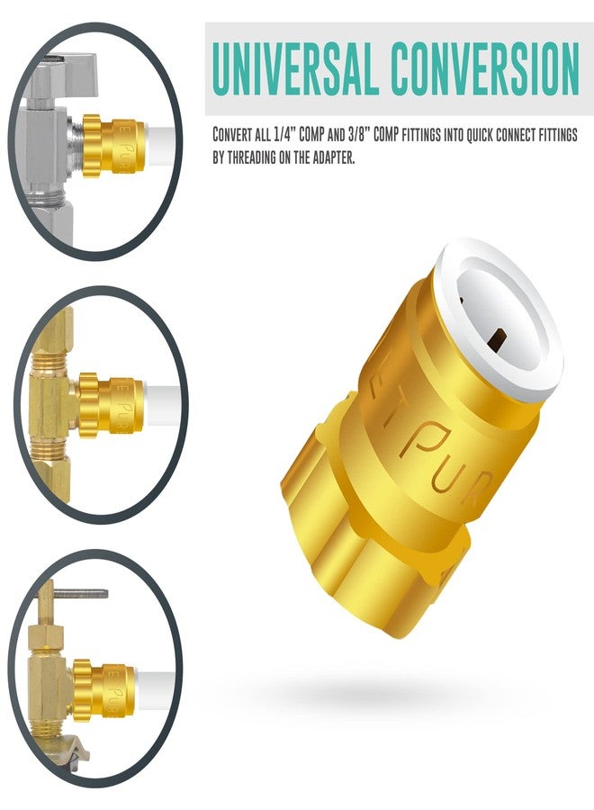 Metpure Quick Connect Female Brass Reducing Adapter - 1/4” Quick Connect x 3/8” Female Threaded Compression. Converts 3/8" COMP Fittings to a QC. Perfect for Water Filtration, RO System, Ice Maker (5 Pack) - Image 4