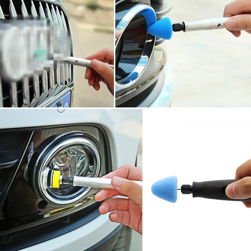 13 PCS Car Detail Polishing Foam Pads Sponge Disc Set Polishing Set Car Door Handle Strips Small Areas Detail Mini Polisher Rotary Tool Polishing Tool Home Household Car Polishing Cleaning Tool Set - Image 2