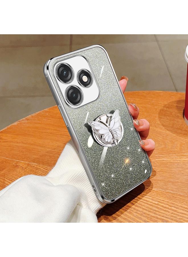 إيروريكس جراب لهاتف Tecno Spark 10C، جراب هاتف TPU بحامل على شكل فراشة بلون متدرج لامع - Image 1