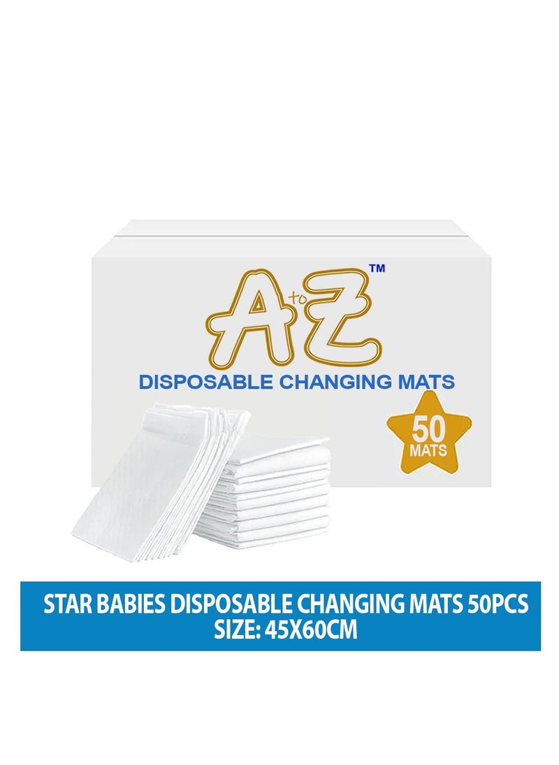 A TO Z A To Z - Disposable Changing Mat size (45cm x 60cm) Large- Premium Quality for Baby Soft Ultra Absorbent Waterproof, Pack of 50-White  - Image 2