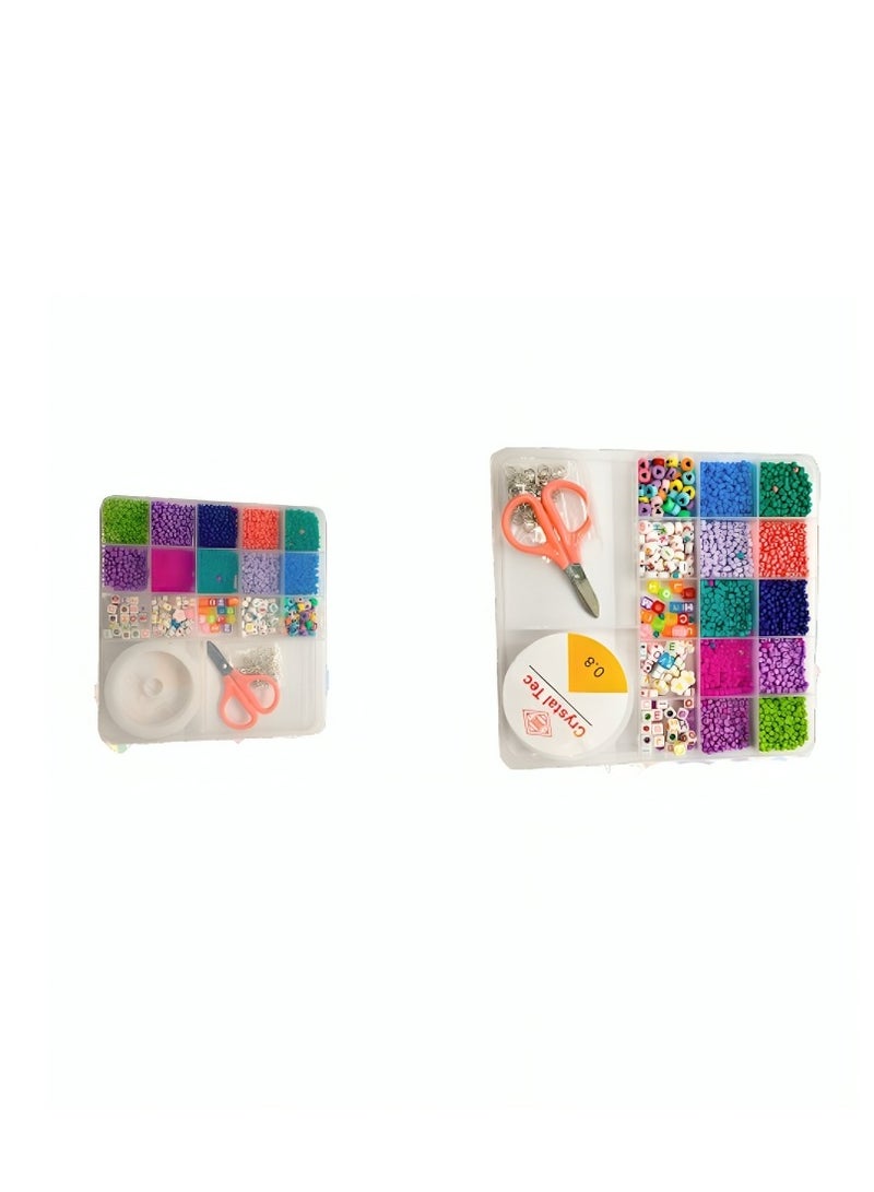 XiuWoo Girls’ Beaded Bracelet and Necklace Making Set – Includes Colorful Beads in Various Shapes with String, Scissors, and Assembly Tools – Encourages Creativity and Fun Handmade Jewelry Crafting - Image 3