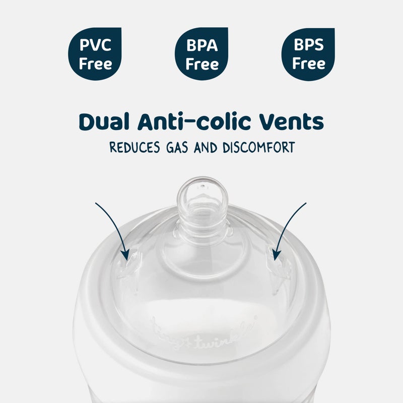 Tiny Twinkle زجاجة حليب سيليكون صغيرة توينكل مع مقبض مريح وحلمة مرنة ناعمة - زجاجات حليب ناعمة للغاية للمواليد وما فوق (بيضاء، 6 أونصات) - Image 3