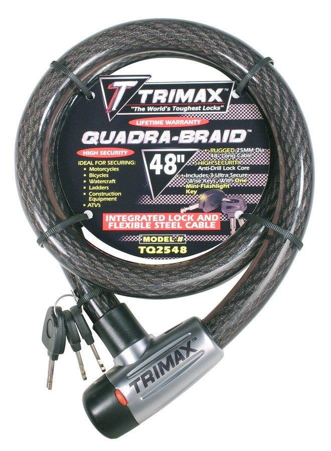Trimax TQ2548 Trimaflex Long Integrated Keyed Cable Lock, 48-Inch X 25mm , Gray - Image 1