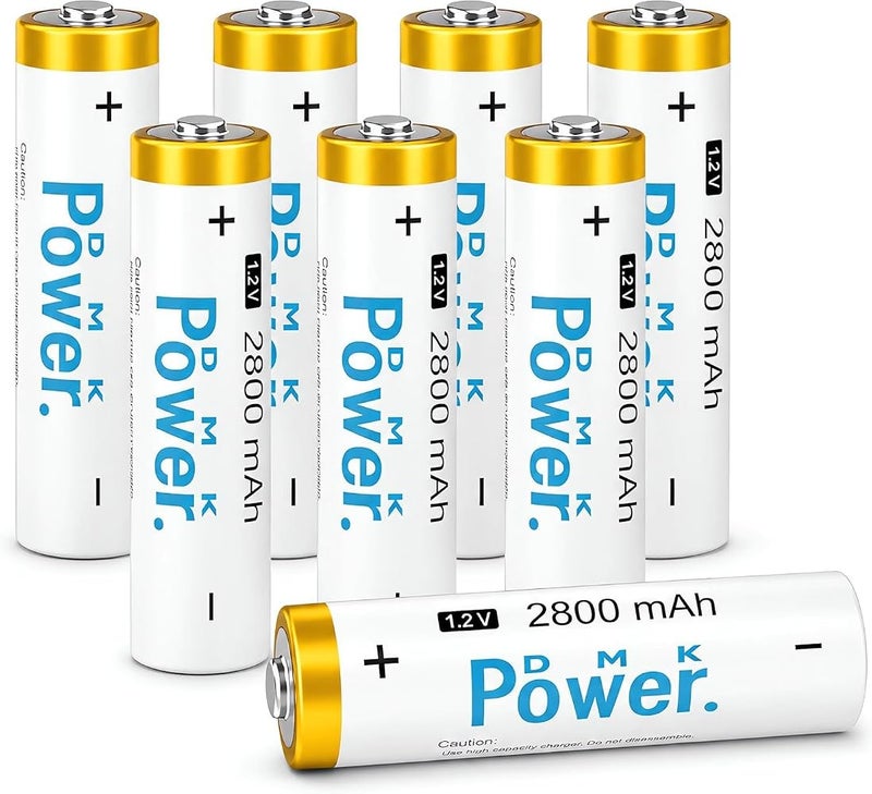DMK POWER Rechargeable AA Batteries,2800mAh High Capacity Batteries 1.2V NiMH Low Self Discharge (WHITE, 8 PIECES) - Image 2